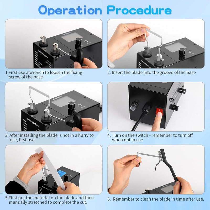 Zuomeng 60W Electric Rope Cutter, Hot Knife Bench Cutting Tool with LCD Display & Adjustable Temp for Nylon, Fabric, Belt, Ribbon, Canvas, Webbing – Ideal Heat Blade Cutting Tool - Image 5